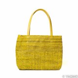 Rattan Bags / Cobblestone Weave Tote - Yellow