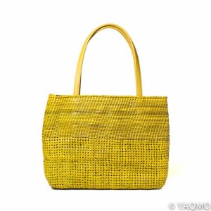 Photo1: Rattan Bags / Cobblestone Weave Tote - Yellow