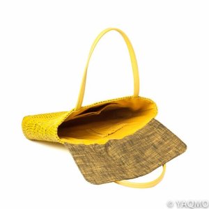Photo2: Rattan Bags / Cobblestone Weave Tote - Yellow