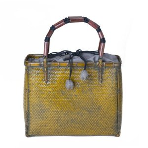 Photo1: Bamboo Bags / Wickerwork Weave Bag (medium)