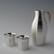 Photo1: Pewter Decanter and Sake Cup Set: Stripe Pattern