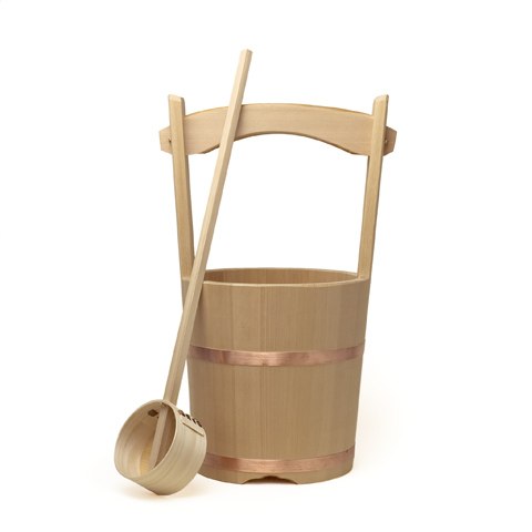 Photo1: Wooden Containers and Tableware / Wooden Bucket and Dipper Set
