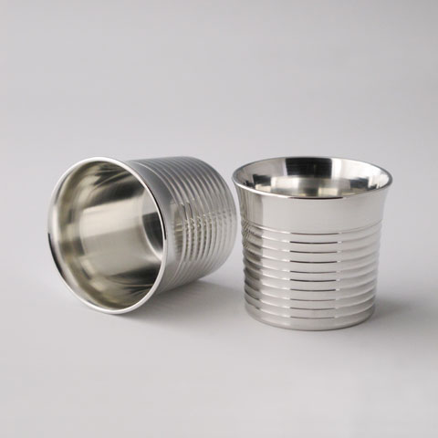 Photo3: Pewter Decanter and Sake Cup Set: Stripe Pattern