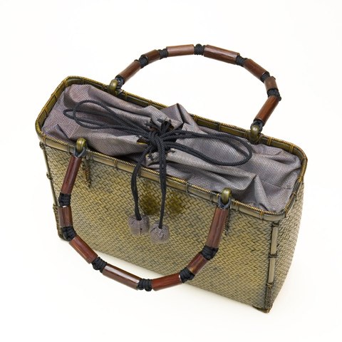 Photo2: Bamboo Bags / Wickerwork Weave Bag (medium)